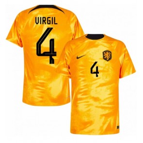 Nederländerna Virgil van Dijk #4 Hemmatröja VM 2022 Kortärmad